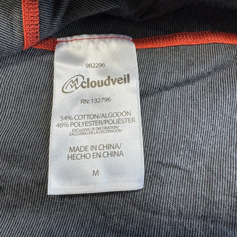 Cloudveil Performance 1/4 Zip Long Sleeve Pullover Men’s M Gray Orange Stitching